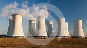 Evening colored view of Nuclear power plant