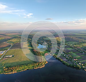 Evening countryside aerial view