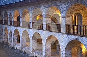 Evening in the courtyard of ancient caravanserai. Sheki, Azerbaijan