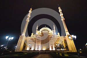 Evening in the courtyard of the Heart of Chechnya mosque