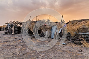 Evening in Dodom village under Erta Ale volcano in Afar depression, Ethiop