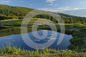 Evening at a forest lake in Colorado