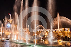 Evening fountain at the Republic Square in Yerevan, capital of Armeni