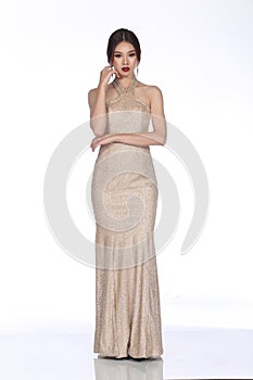 Evening Gown Ball Dress in Asian beautiful woman with fashion ma