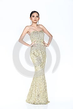 Evening Gown Ball Dress in Asian beautiful woman with fashion ma