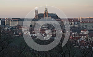 Evening Hradcany and Prague Castle panorama