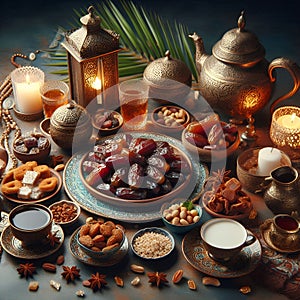 Evening Iftar Preparation with Dates and Tea
