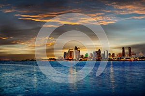 Evening image of San Diego across the harbor