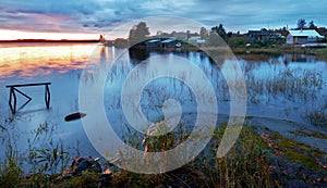 Evening by lake Ladoga near a small village, Karel