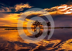 Evening Landscape picture of the Chobe River at the Chobe National Park in Botsuana