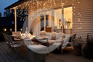 Evening light background decorated home outdoors night interior summer exterior design garden