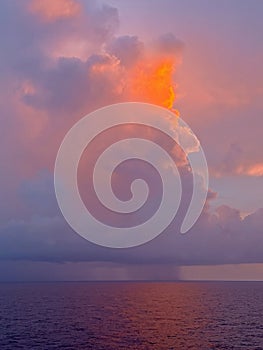 Evening light on a Caribbean thunderstorm