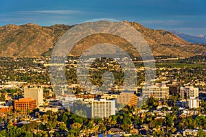 Evening light on on distant mountains and the city of Riverside