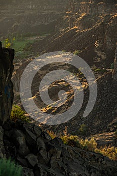 Evening Light Glows On The Hills Below Ther Perrine Bridge In Twin Falls