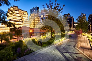 Evening light on the Highline in Chelsea. New York City