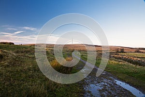 Evening light on hilltop with radio mast