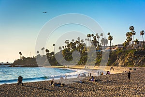 Evening light on Main Beach Park, in Laguna Beach