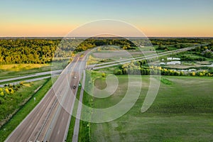 Evening Light Over Crossing Highways