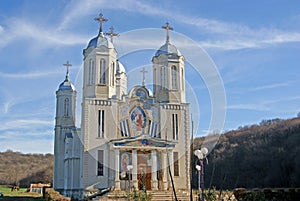 Evening light over orthodox monastery