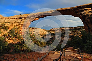 Evening Light on Owachomo Bridge in the Southwest Desert, Natural Bridges National Monument, Utah