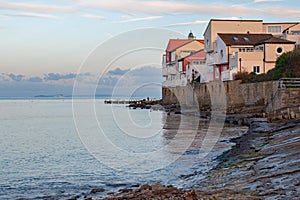 Evening light`s pastel colours near Peveril Point at Swanage England