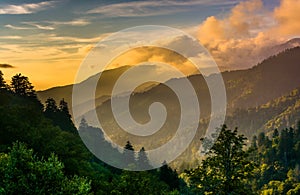 Evening light on the Smokies, seen from an overlook on Newfound photo