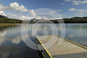 Evening at Maligne Lake in Canadian Rockies photo