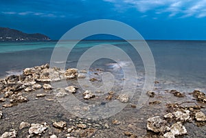 Evening Mediterranean coast on long exposure