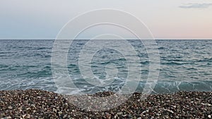 Evening Mediterranean Sea on Konyaalti Beach in Antalya Turkey