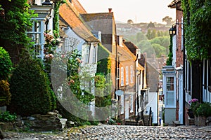 Evening in Mermaid Street, Rye, East Sussex, England.