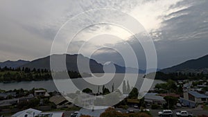 Evening mood timelapse in Queenstown, Lake Wakatipu, Otago, South Island, New Zealand, Oceania.