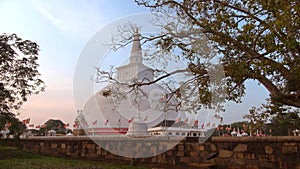 Evening at old Dagoba Ruwanwelisaya. Anuradhapura, Sri Lanka