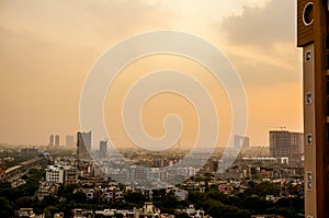 Evening over Noida delhi buildings