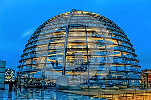 Evening over Reichstag Dome, Bundestag, Berlin, Germany - Original Digital Art Painting