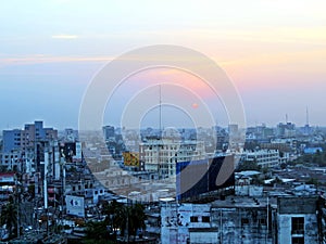 sunset over the city of Khulna, Bangladesh