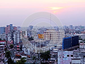 sunset over the city of Khulna, Bangladesh