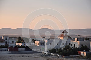 Evening over the village of Arara in the Israeli desert Negev