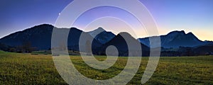 Evening panorama of Alps mountains