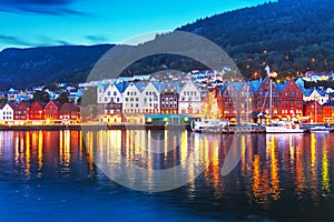 Evening panorama of Bergen, Norway