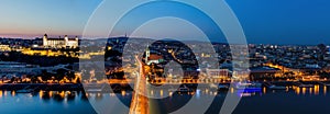 Evening panorama of Bratislava, capital of Slovak