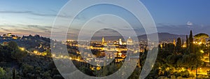 Evening panorama of Florence old town and Cathedral with the Brunelleschi Dome