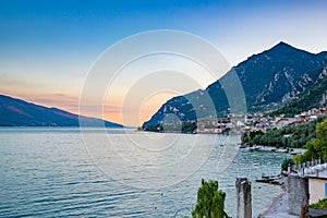 Evening panorama of Limone sul Garda