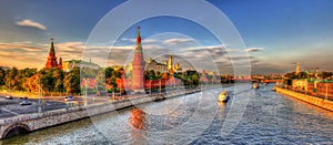 Evening panorama of Moscow Kremlin