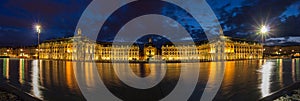 Evening panorama of Place de la Bourse in Bordeaux