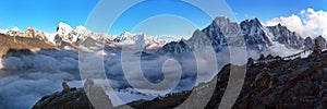 Evening panoramic scenery, Nepal Himalayas mountains