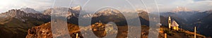 Evening panoramic view from dolomites mountains