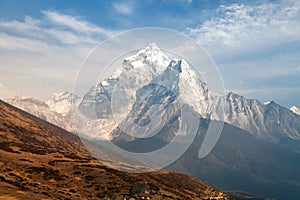 Evening panoramic view of mount Ama Dablam