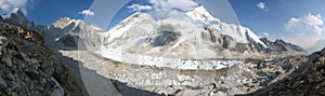 Evening panoramic view of Mount Everest base camp