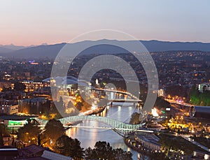 Evening panoramic view of Tbilisi