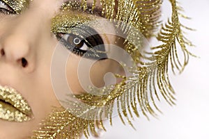 Evening party eye makeup close-up